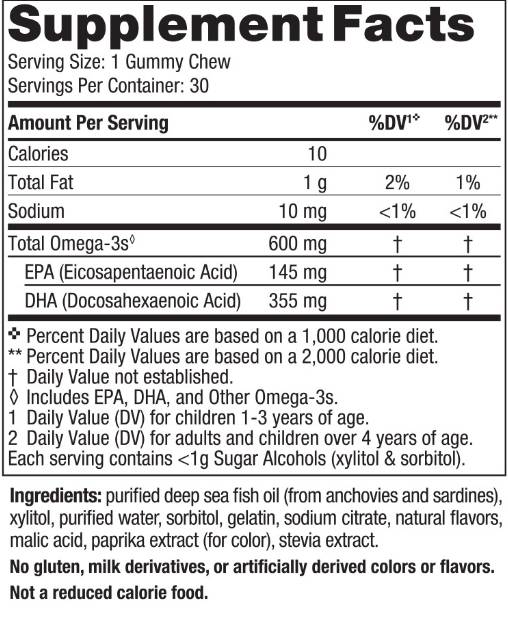 Children's DHA Gummies 600mg - 30 желирани бонбони - Feel You