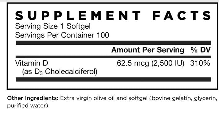 Vitamin D3 2500 Iu 100 Gelkops