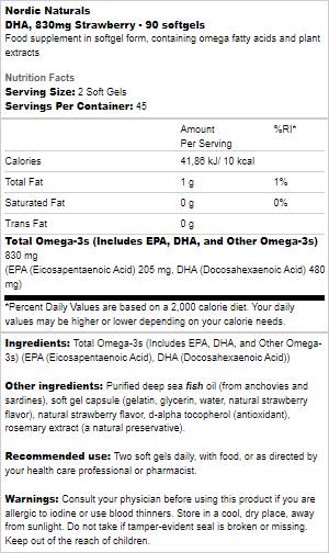 DHA 830 mg - 90 cápsulas de gel