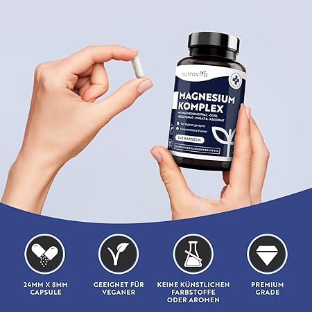 Magnesium Complex – 240 capsules with high concentration – Vegan – Nutravita