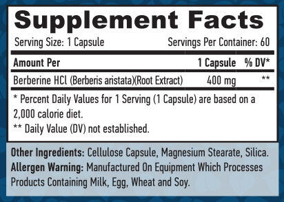 Berberine HCL 400mg. / 60 Vcaps - Feel You