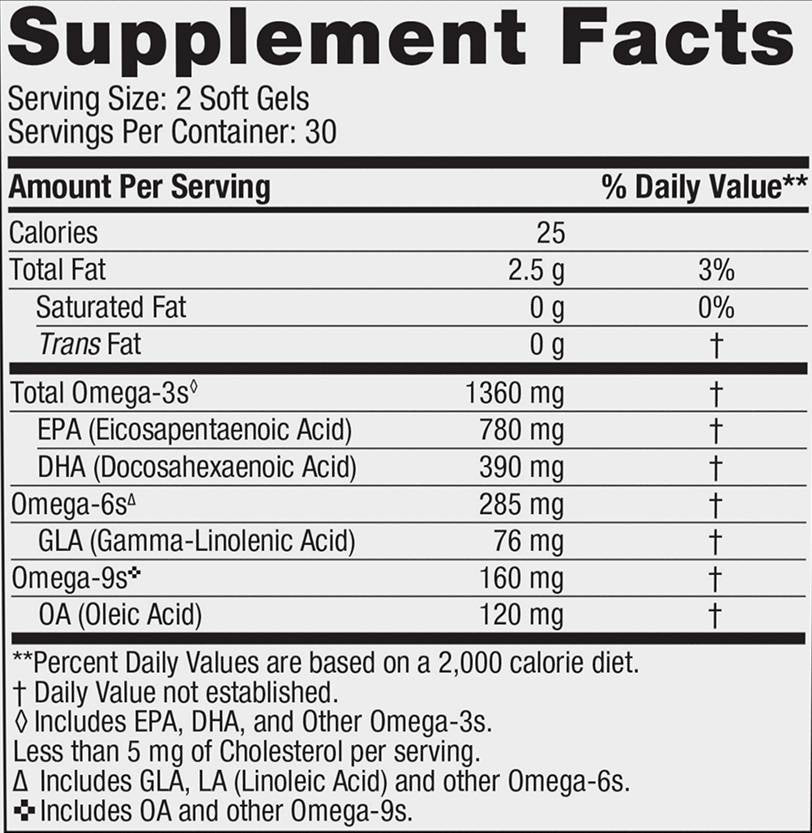 Täielik Omega Xtra 1360 mg - 60 geeli kapslit