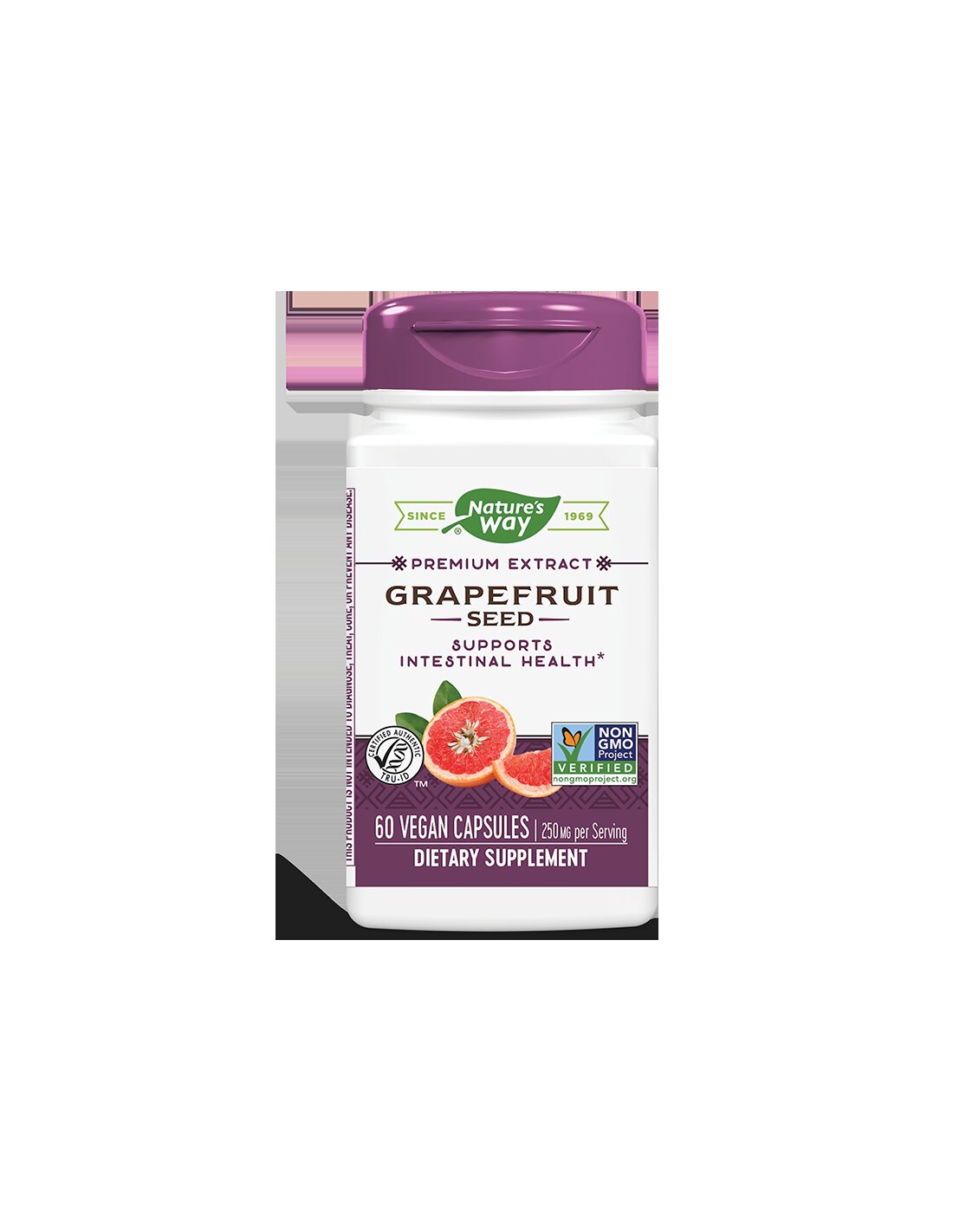 Grapefruit - Premium Extract - Immune Support and Stomach Comfort, 250 mg, 60 Capsules