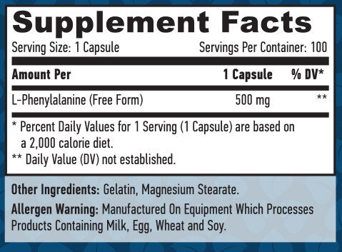 L-Phenylalanine 500mg / 100 Caps - Feel You