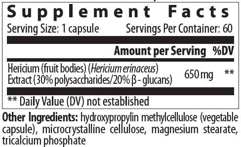 Hericium 650 mg | Liūto mane - 60 kapsulių