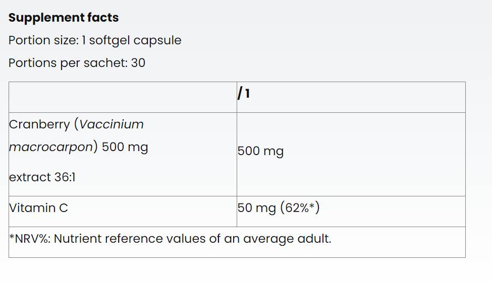 Caps de cranberry + vitamina C - 30 cápsulas