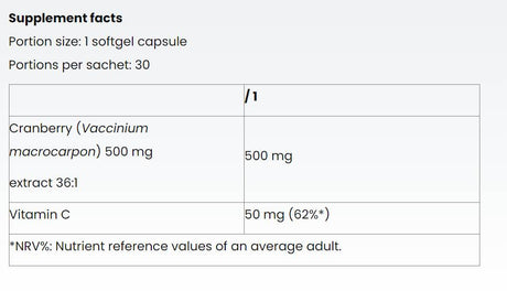 Brusinové čepice + vitamín C - 30 tobolek