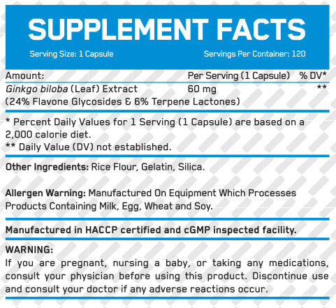 Ginkgo Biloba 60mg / 120 Caps - Feel You