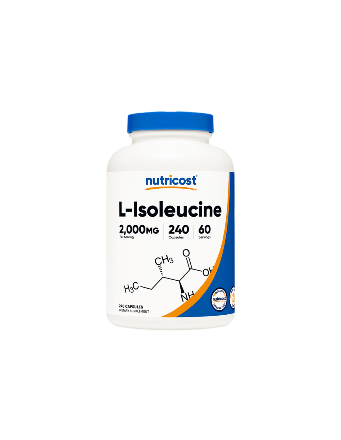 Мускулна маса и издръжливост - Л-Изолевцин (L-Isoleucine), 500 mg х 240 капсули Nutricost - Feel You