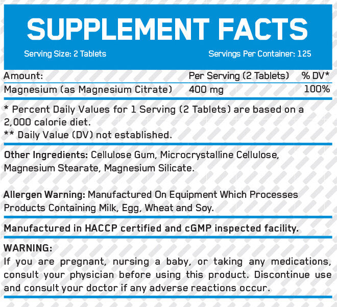 Magnesium Citrate 200mg / 250 Tabs. - Feel You