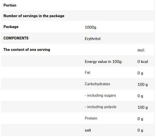 Erytrytol Powder - 500 gramos