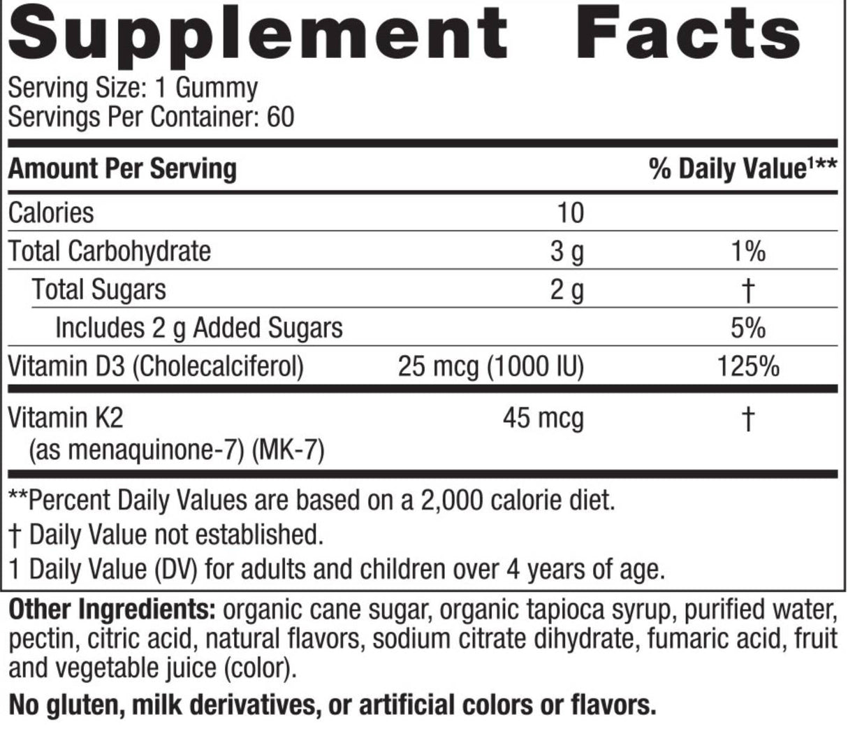 Vitamin D3 1000 IU + K2 45 mcg | Gummies - 60 желирани бонбони