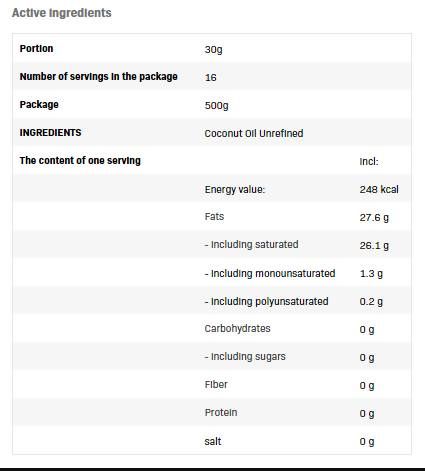 Kokosnoss Ueleg | Onrefinéiert - 500 ml