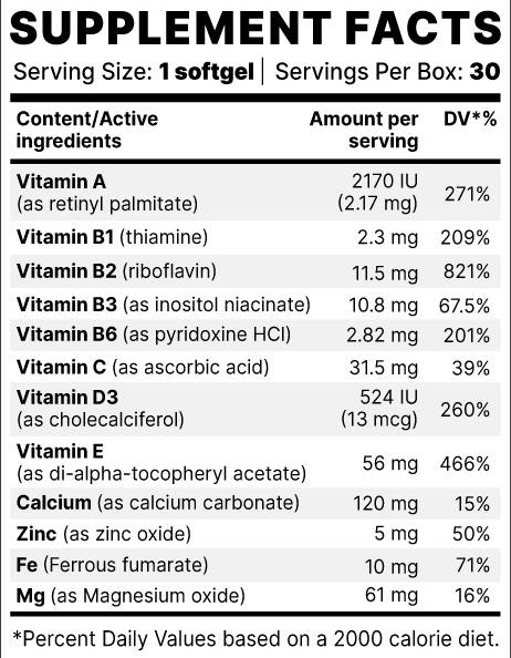 OptiVit BP | Essential Vitamins & Minerals - 30 Гел капсули - Feel You