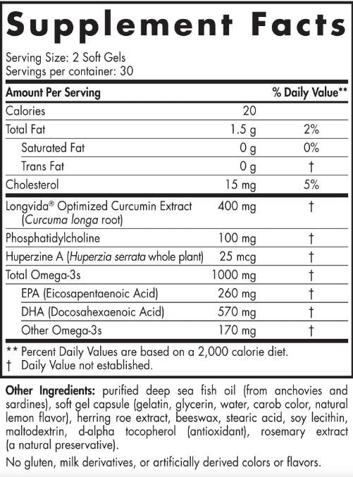 Omega Memory with Curcumin - 60 gel capsules