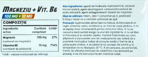 Magnesium 100 mg + Vitamin B6 10 mg - 30 Таблетки