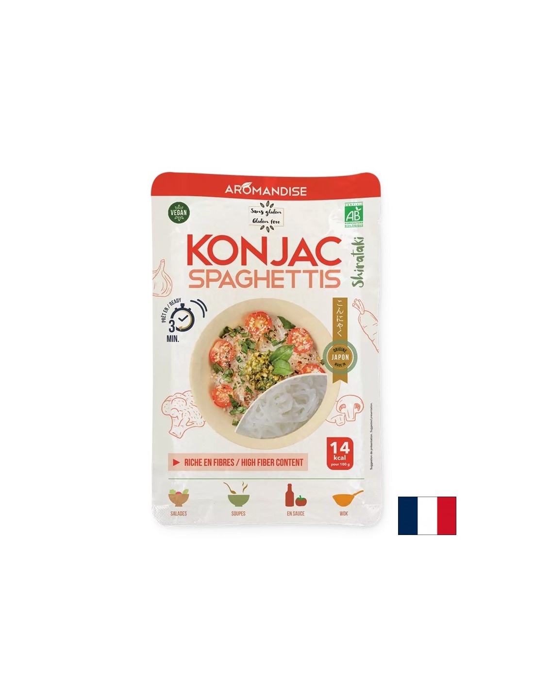 Dietary gluten-free spaghetti made from Konjac and rice flour (Shirataki) – 3 minutes cooking time, 150 g