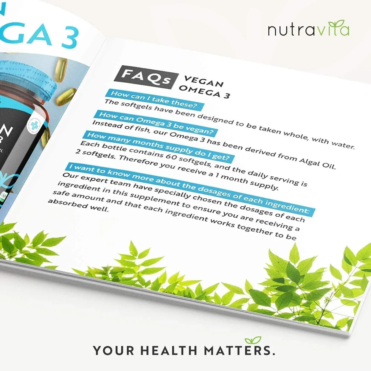 Vegan Omega 3 - 2000 mg /60 vegan gel capsules/