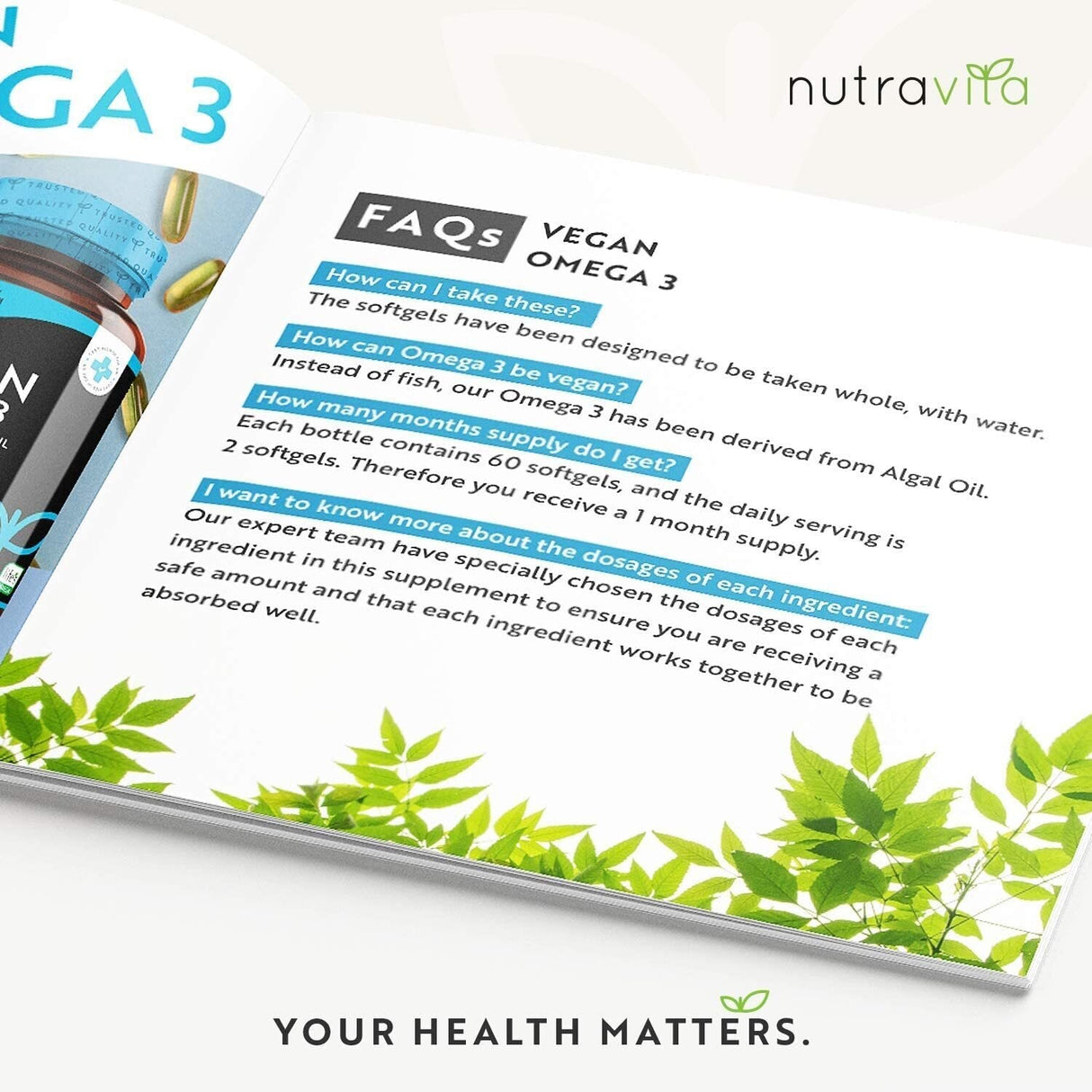 Vegan Omega 3 - 2000 mg /60 vegan gel capsules/