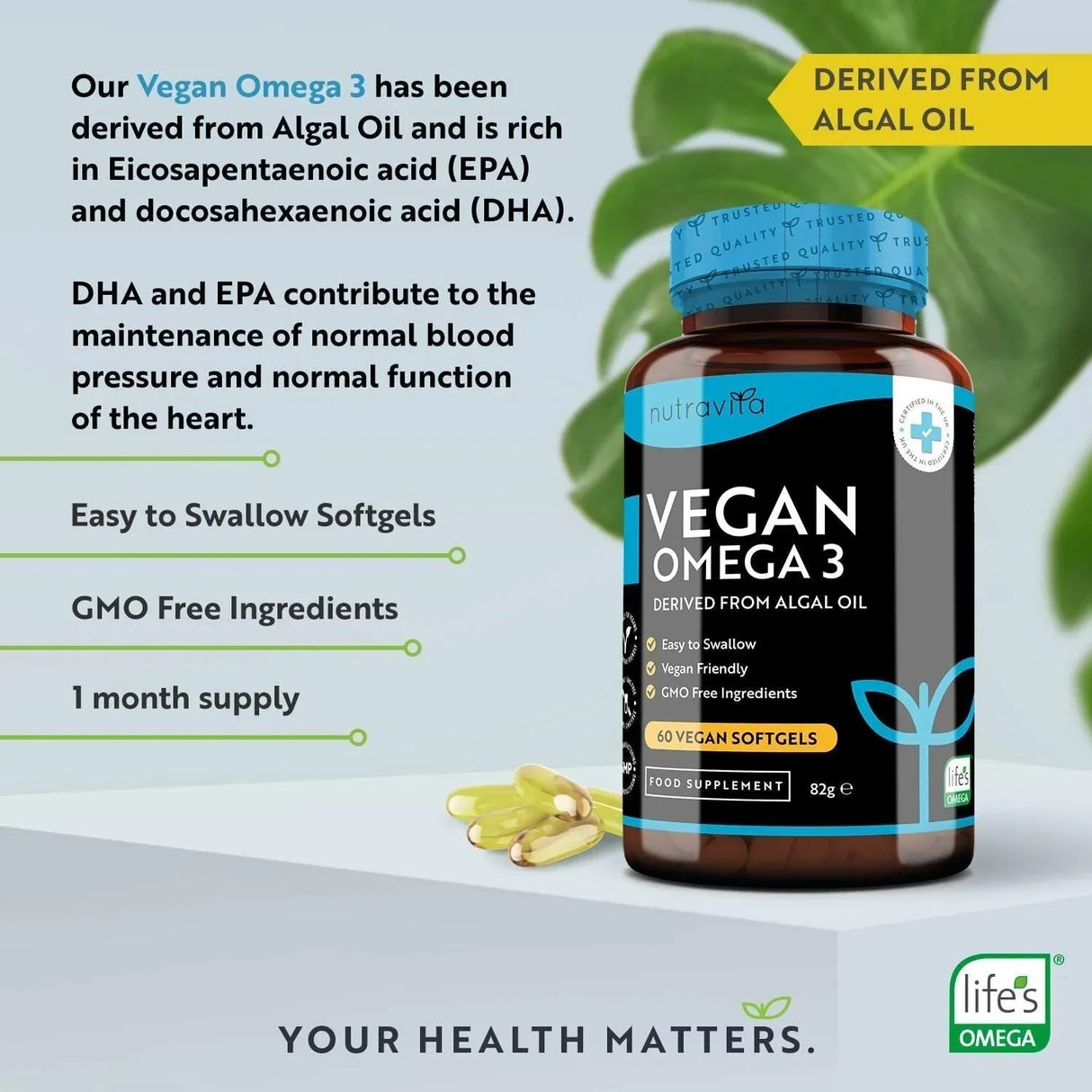 Vegan Omega 3 - 2000 mg /60 vegan gel capsules/