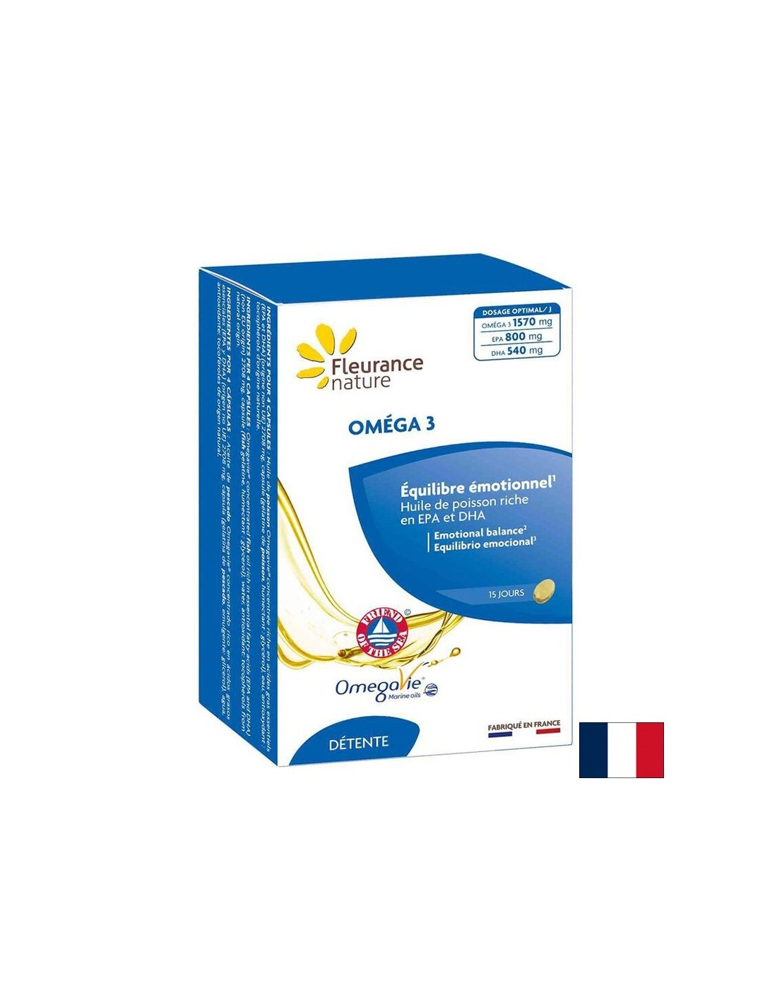 Cardiovaskulär an Gehirfunktioun - Omega 3, 392.5 mg (EPA 200 MG / DHA 100 MG) x 60 Kapselen
