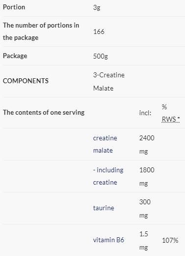 3 Kreatin Malate | Tri -creatine malat pulver - 500 Gramm