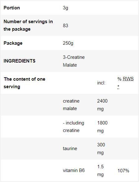 3 Malate de creatina | Polvo de malato tri -creatino - 250 gramos