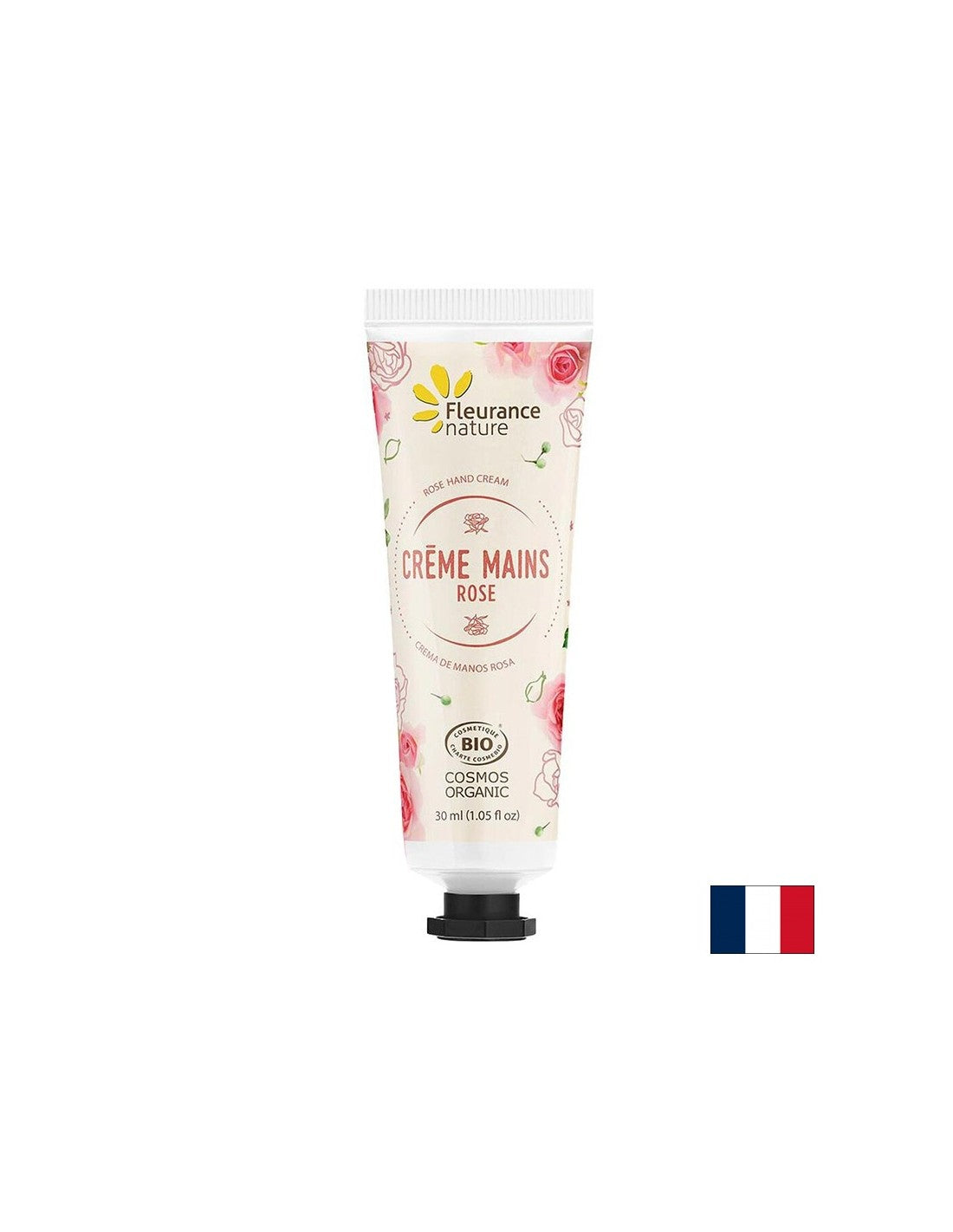 Crema de mano con agua floral de Rose Damascena, mantequilla de karité y aloe vera, 30 ml de naturaleza de flotación