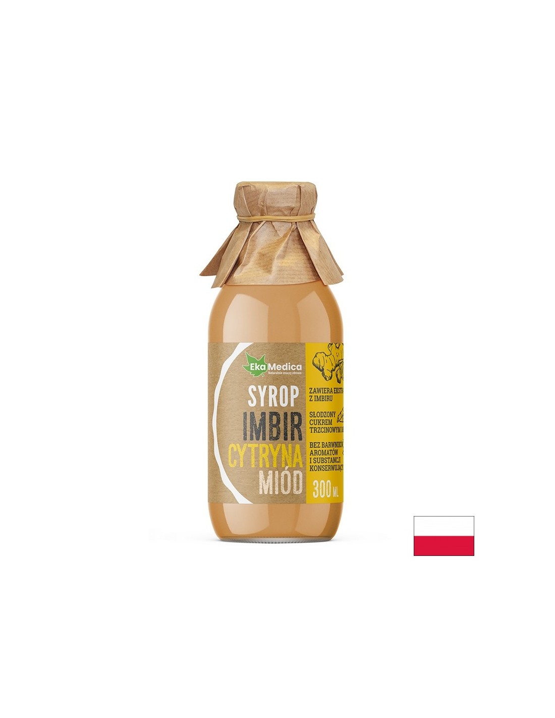 Ginger sirup s medem a citronem - dobré trávení a silná imunita, 300 ml, 15 nebo 30 dávek