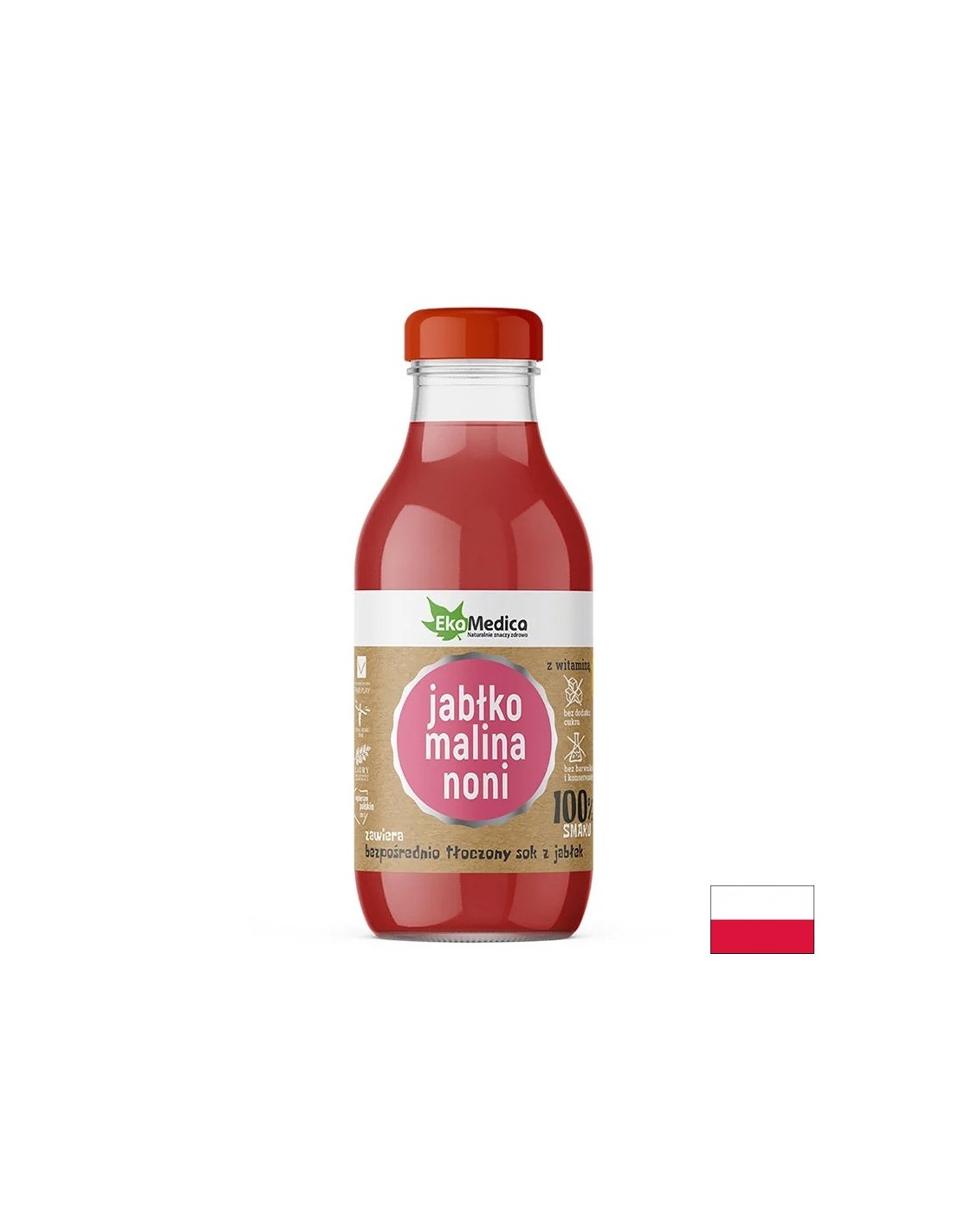 Jugo de manzana, frambuesa y noni - inmunidad y buena digestión, 300 ml