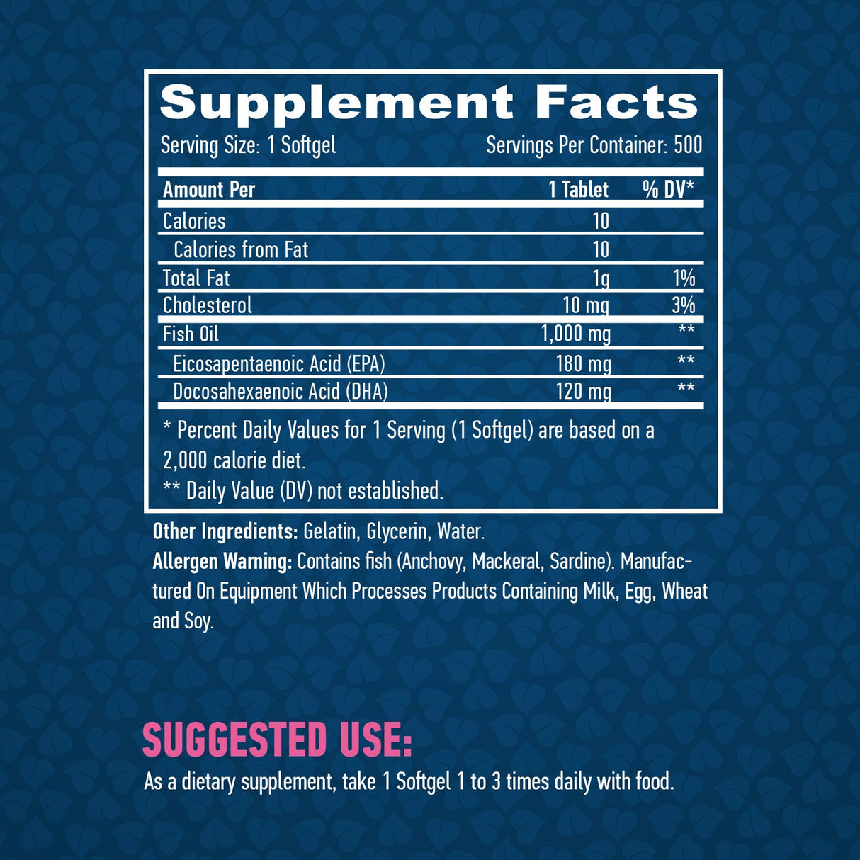 Omega 3 1000mg. / 500 Softgels - Feel You