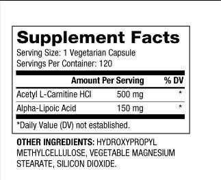 Acetyl L-Carnitine + Alpha Lipoic Acid 650 mg / 120 Caps - Feel You