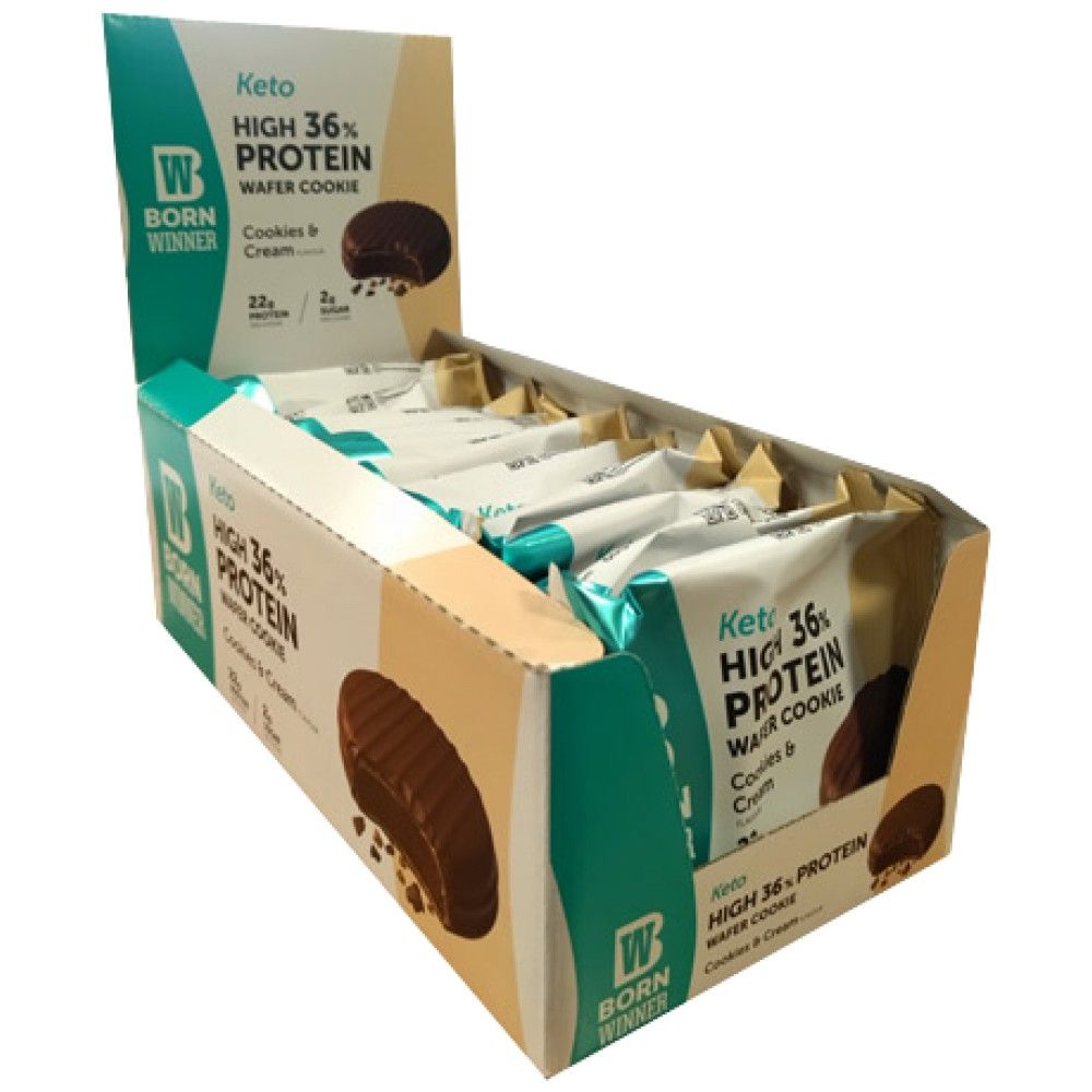 Keto 36% Cookie de obleas de alta proteína - 12 x 60 gramos