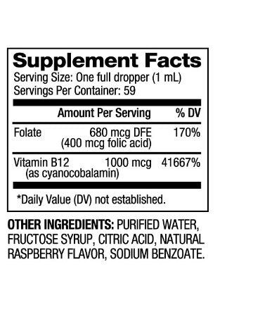 Vitamin B12 and Folic Acid Drops 1000 mcg / 60 ml - Feel You