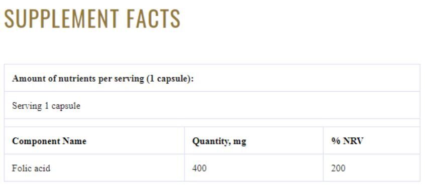 GRASSBERG Folic Acid 400 mcg  60 Caps - Feel You