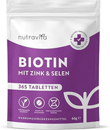 Biotin + Selenium + Zinc tablets for skin, hair and nails – 365 vegan tablets for 1 year Nutravita