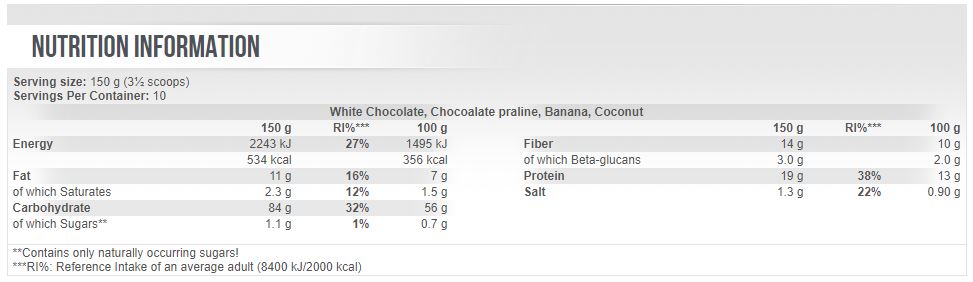 Oatmeal - 1,500 kg