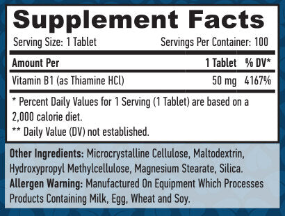 Vitamin B-1 /Thiamine/ 50mg. / 100 tabs. - Feel You