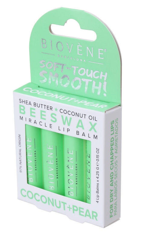 Beeswax Lip Balm - Coconut and Pear - Intensive Care - 4 pieces