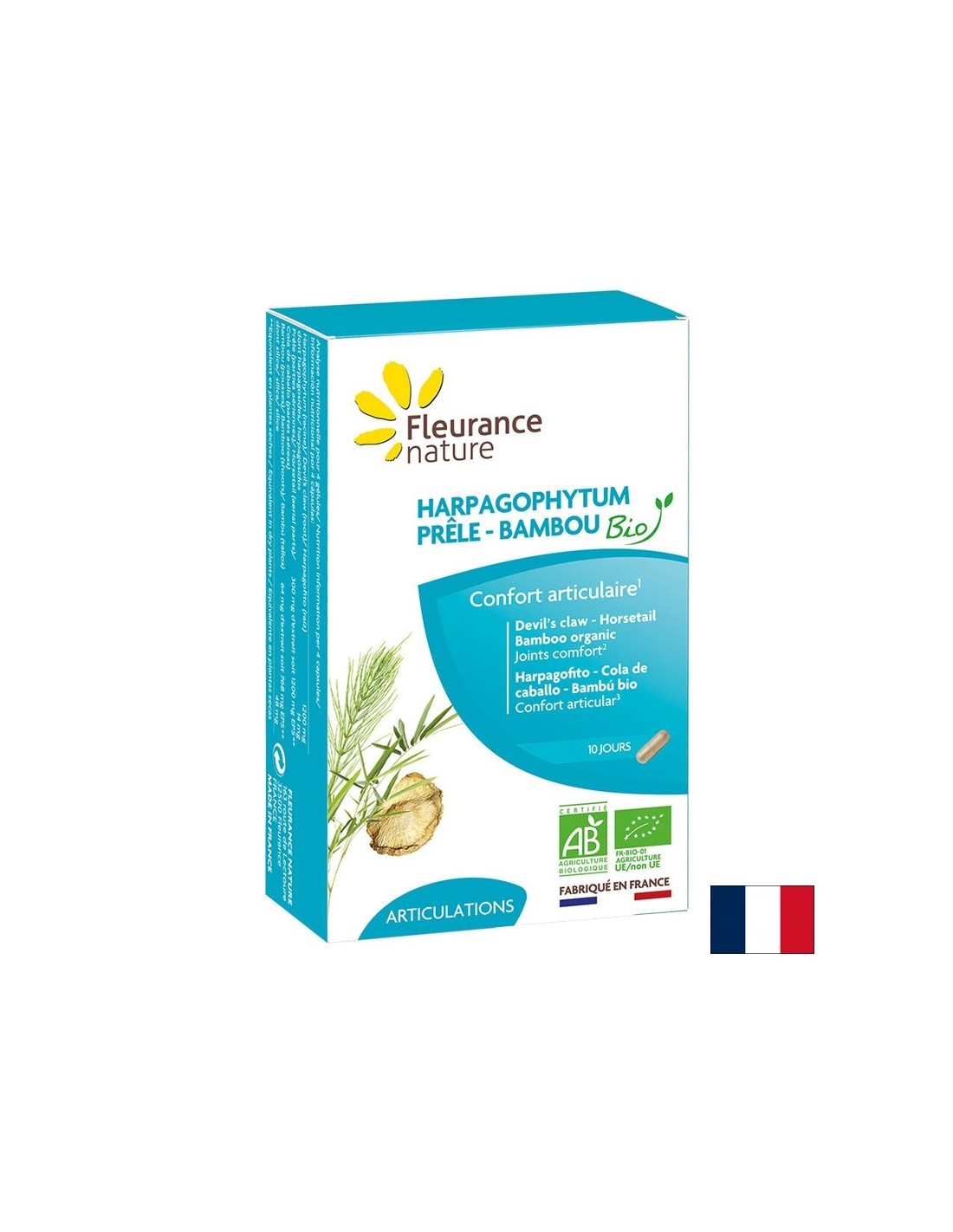 Cuidado de huesos y articulaciones - Diablo Claw+ Horsetail and Bamboo Bio, 40 cápsulas Fleurance Nature