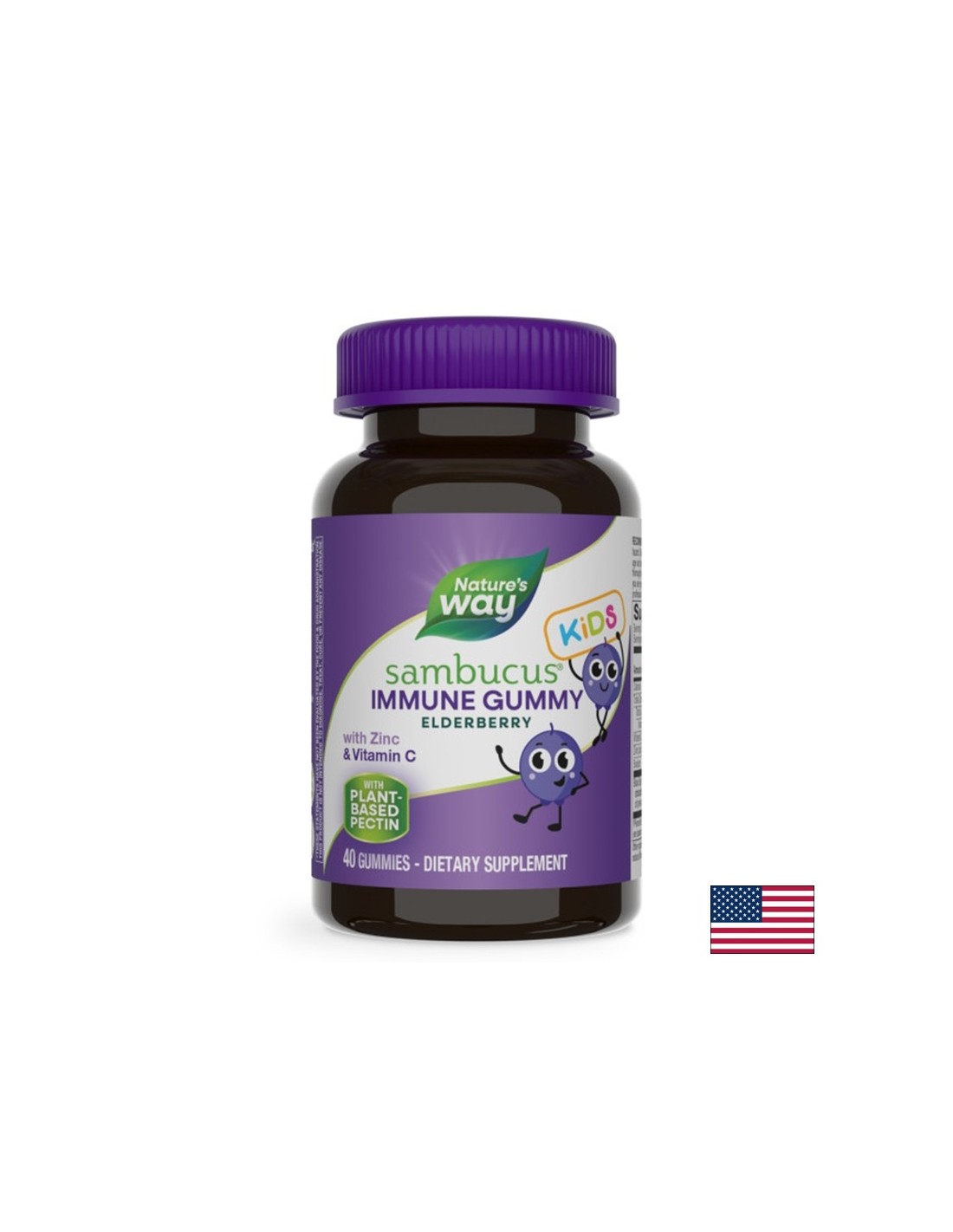 Sambukus vaikams imuninių tikslų (naudojant vitaminą C ir cinką), 40 želė tablečių