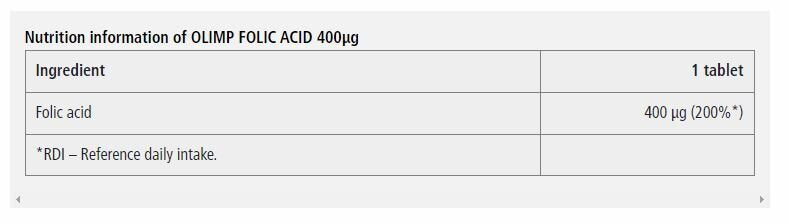 Folicsäure 400 mcg / Folicsäure - 30 Pëllen Olimp