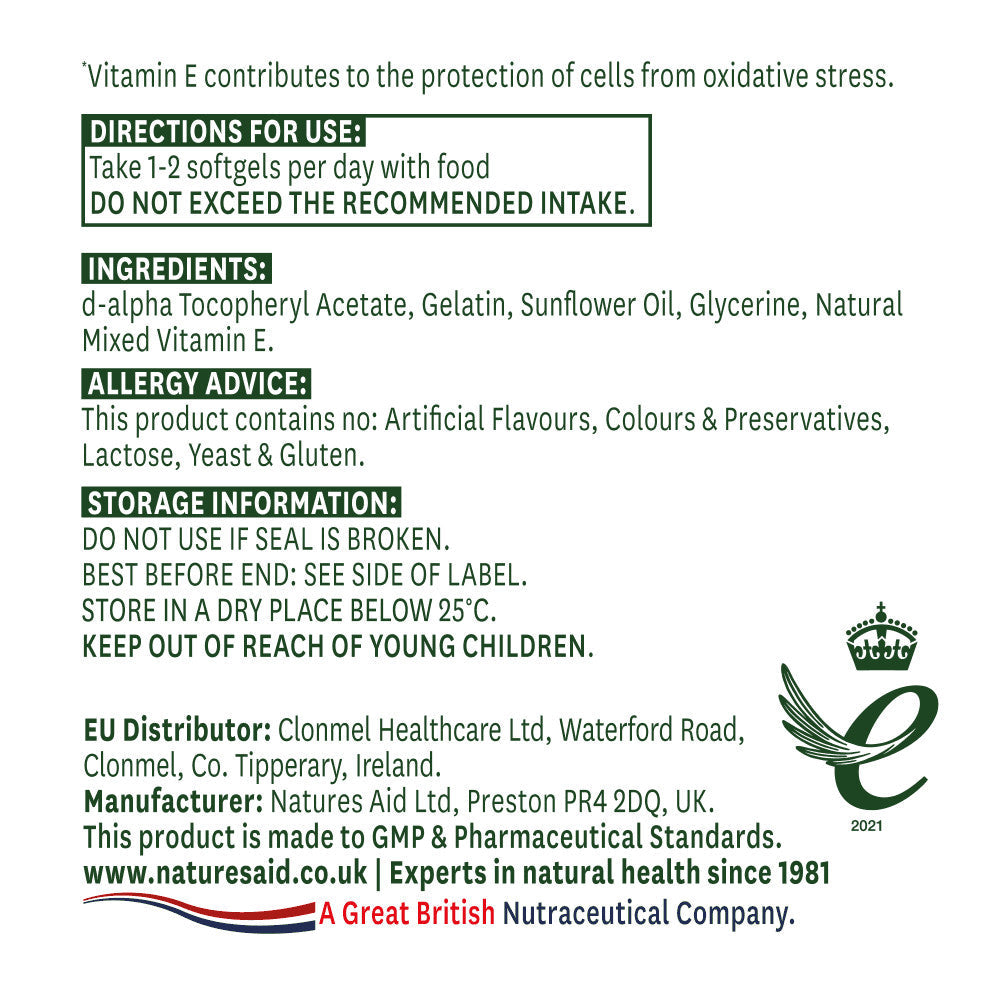Vitamin E Natural 400iu 60 kapslí <tc>Natures Aid</tc>