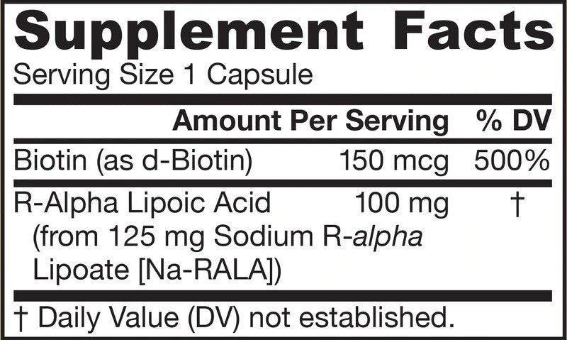 R -alfa lipoehape + biotiin - 60 kapslit