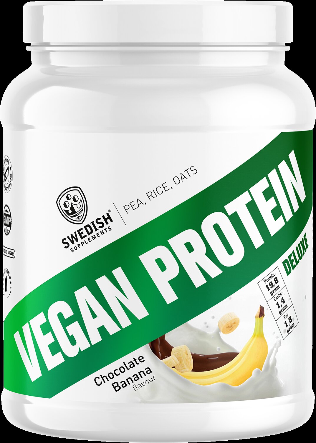 SWEDISH Supplements Vegan Protein Deluxe | from Pea, Rice and Oats [750 грама, 27 Дози] - Feel You