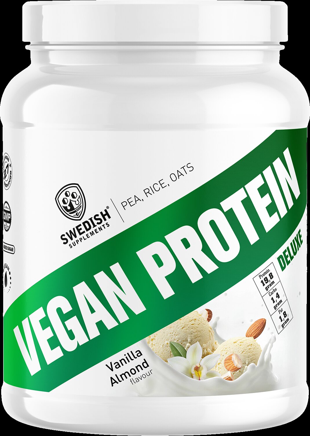 SWEDISH Supplements Vegan Protein Deluxe | from Pea, Rice and Oats [750 грама, 27 Дози] - Feel You