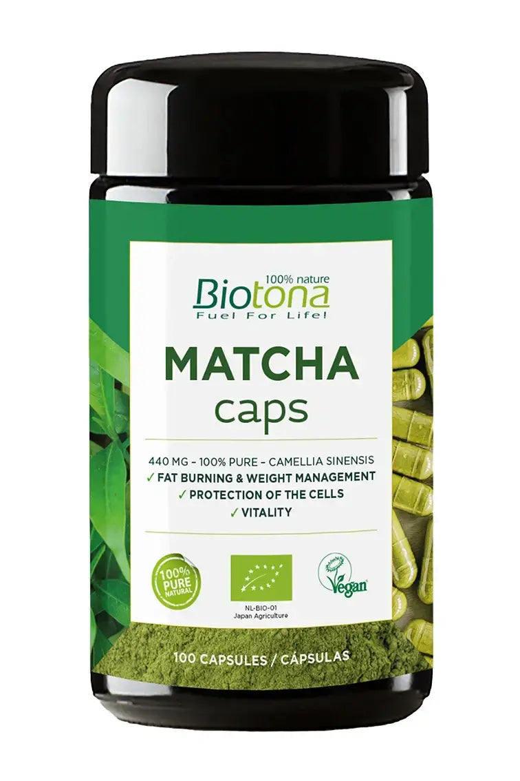 Organic tea Matcha 440 mg /100 capsules, 50 doses/ Biotona