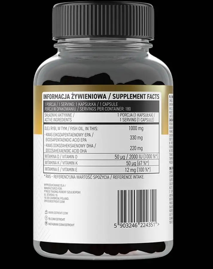 Ostrovit Omega 3 / D3 + K2 - 180 geelkapslid