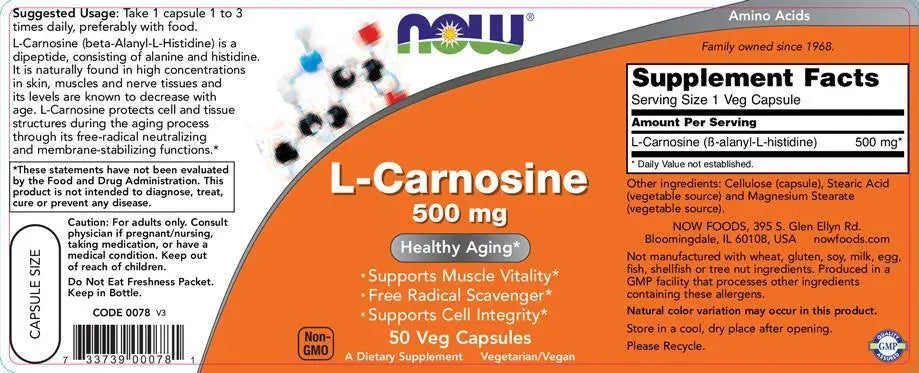 L -Carnosine 500 mg - 100 capsules