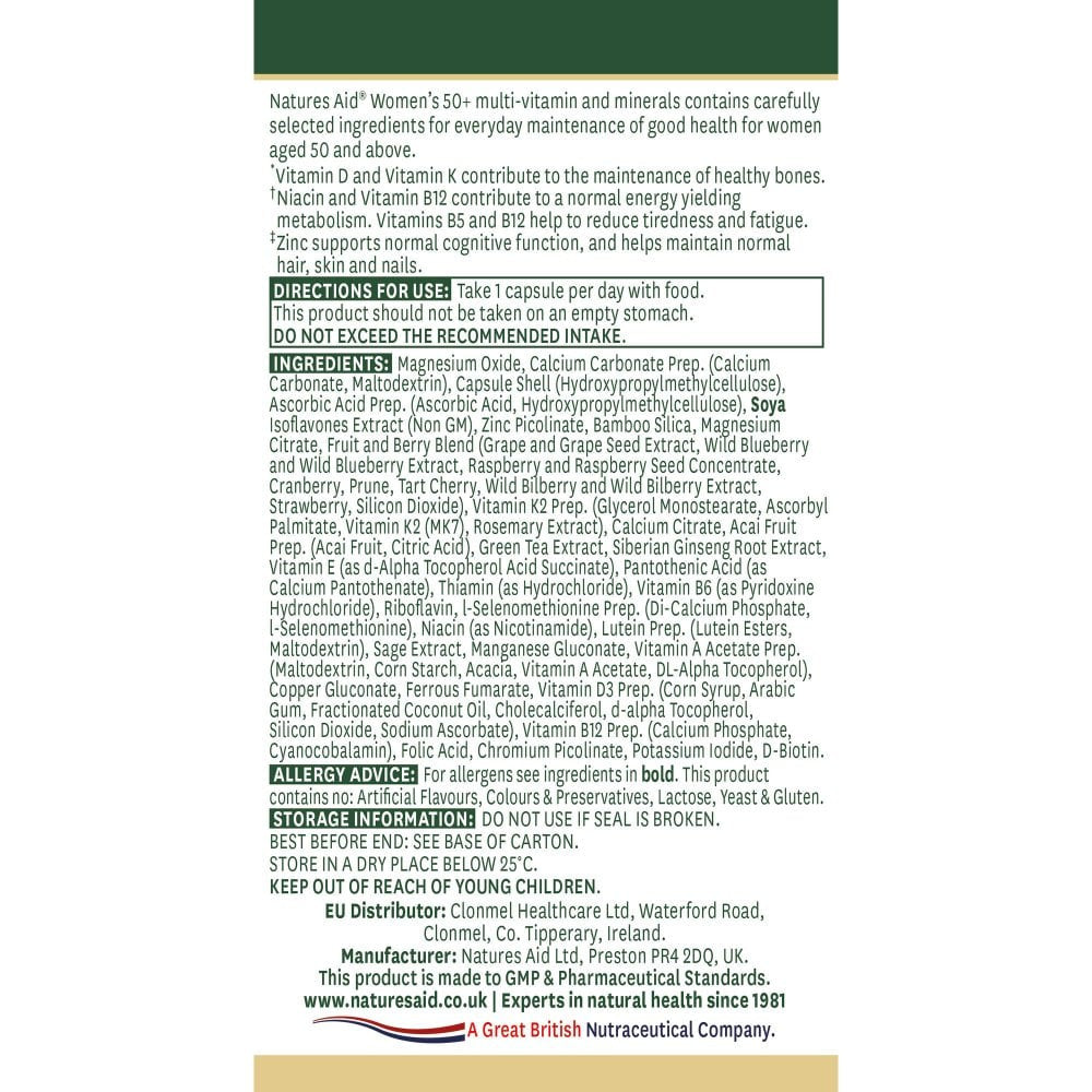 Vrouwen 50+ complex (dames 50+ multi-vitamines en mineralen) 30 Naturesaid Capsules